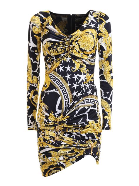 versace draped front mini dress|barocco mini dress.